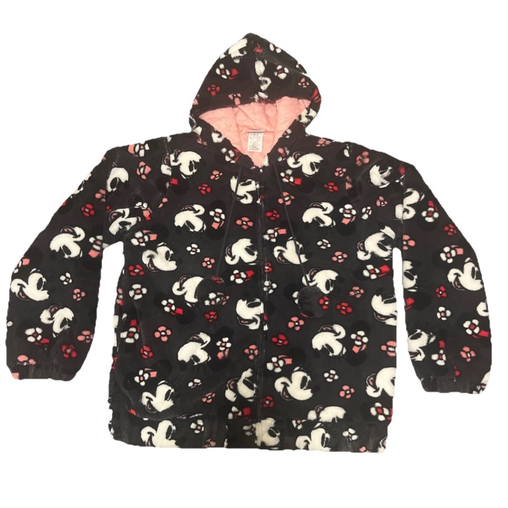 Disney Parks Hooded Jacket Faux Fur Fuzzy Minnie Mouse Size XL